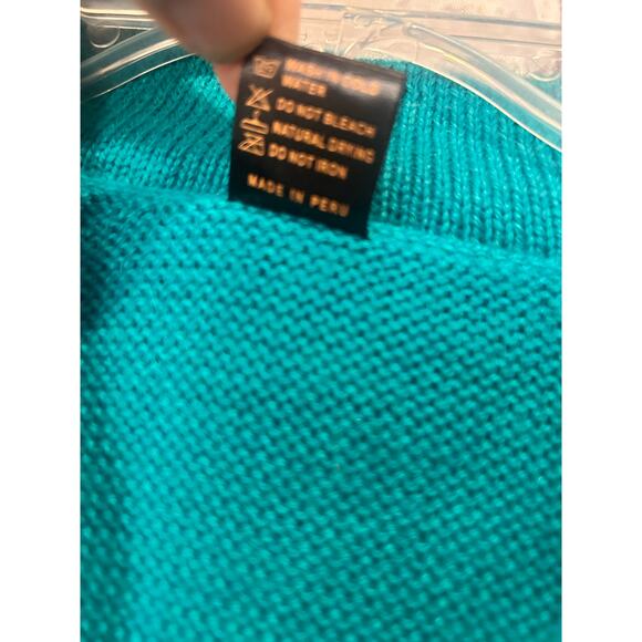 ecological arts alpaca sweater teal gray full zip women's plus size - Picture 6 of 7